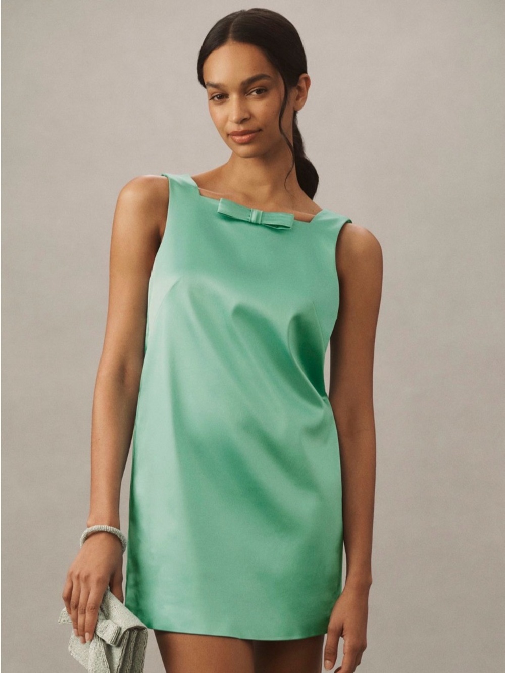 BHLDN Mint Green Mini Dress with Bow